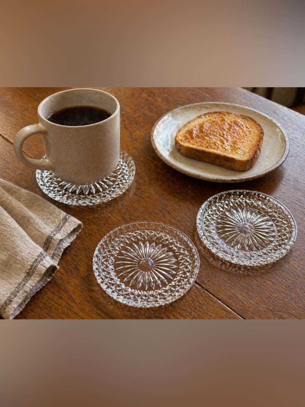 Vintage Cut Crystal Coasters (Set of Seven) EUC